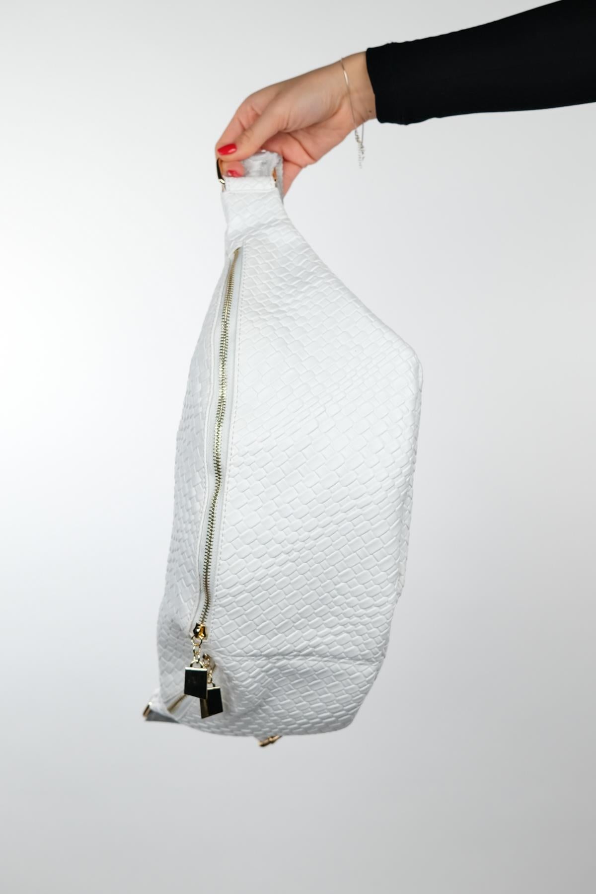 VENTA - White Genuine Leather Waist Bag (Women)