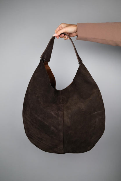 PUJA - Bolso de Hombro de Cuero Genuino Marrón (Mujer)