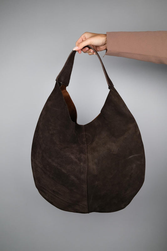 PUJA - Bolso de Hombro de Cuero Genuino Marrón (Mujer)