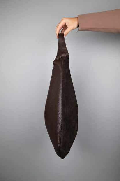 PUJA - Bolso de Hombro de Cuero Genuino Marrón (Mujer)