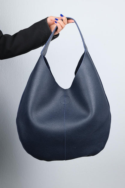 Puja - Bolso de hombro de ante azul marino (Mujer)