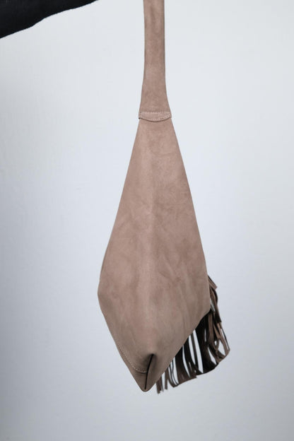 Rosalin - Bolso de hombro con borla de ante color beige oscuro (Mujer)