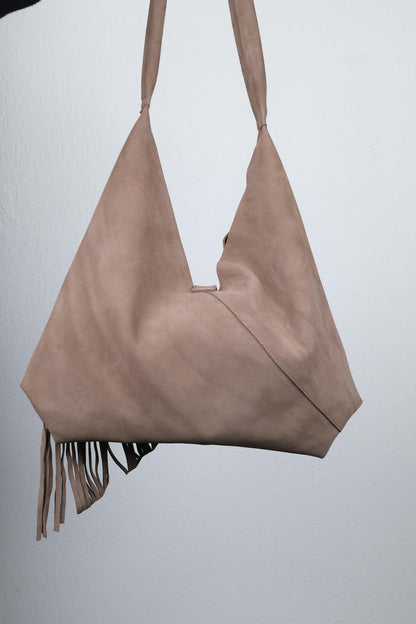 Rosalin - Bolso de hombro con borla de ante color beige oscuro (Mujer)