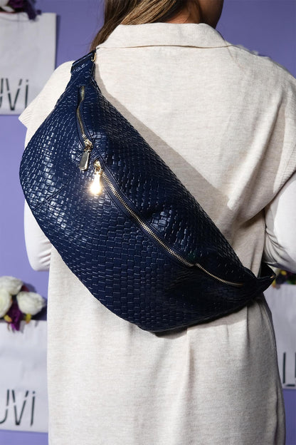 Venta - Riñonera grande tejida azul marino (mujer)