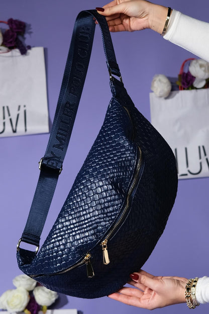 Venta - Riñonera grande tejida azul marino (mujer)