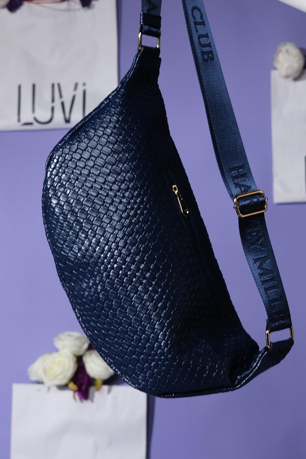 Venta - Riñonera grande tejida azul marino (mujer)