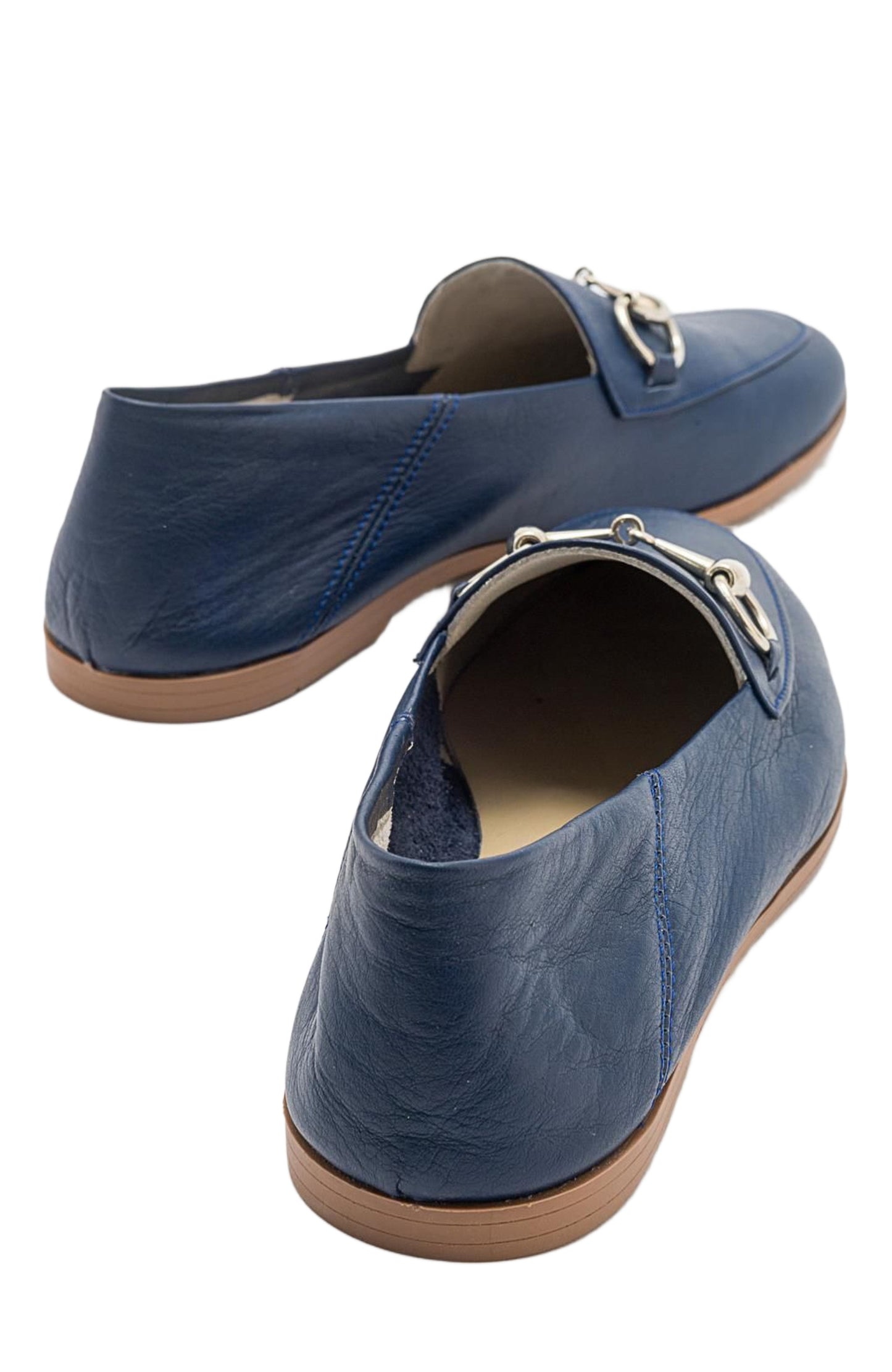 Penny - Navy Blue Leather Horsebit Loafers