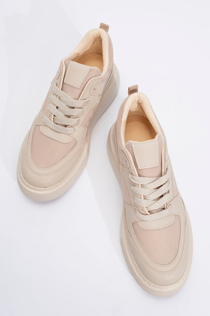 Ingrid - Beige Platform Sneakers