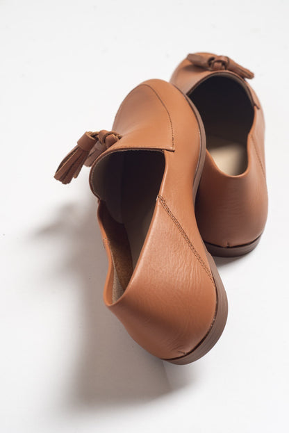Mona - Cognac Soft Leather Tassel Loafers (Women)