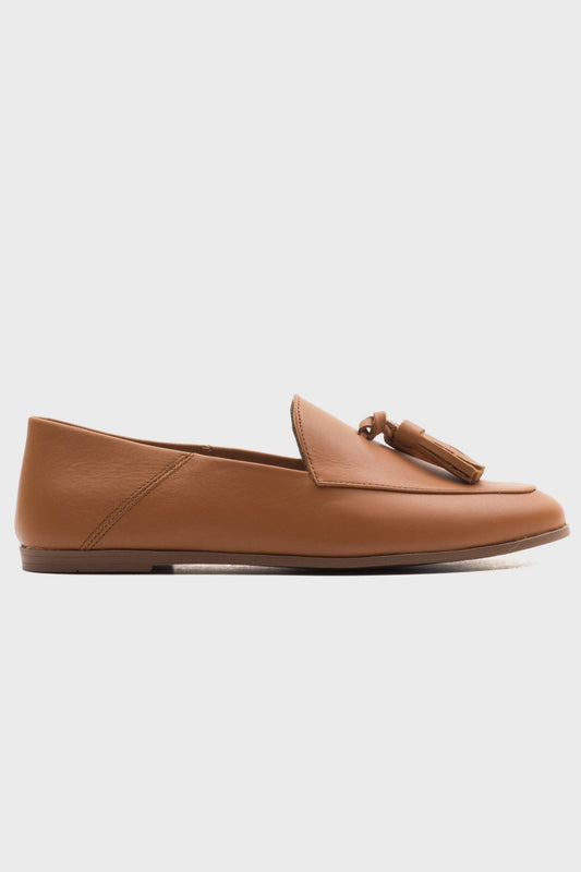 Mona - Cognac Soft Leather Tassel Loafers (Women)