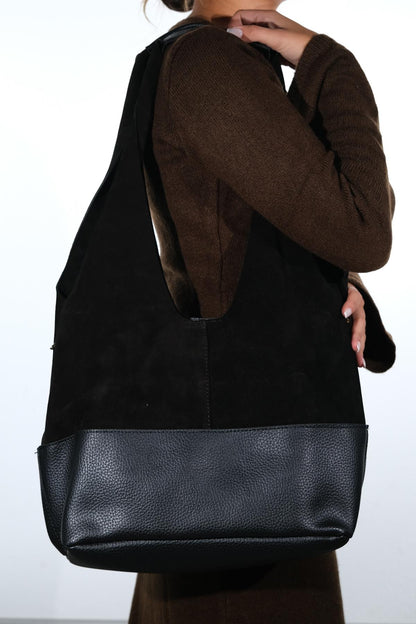 Avos - Black Suede Leather Shoulder Bag (Women)