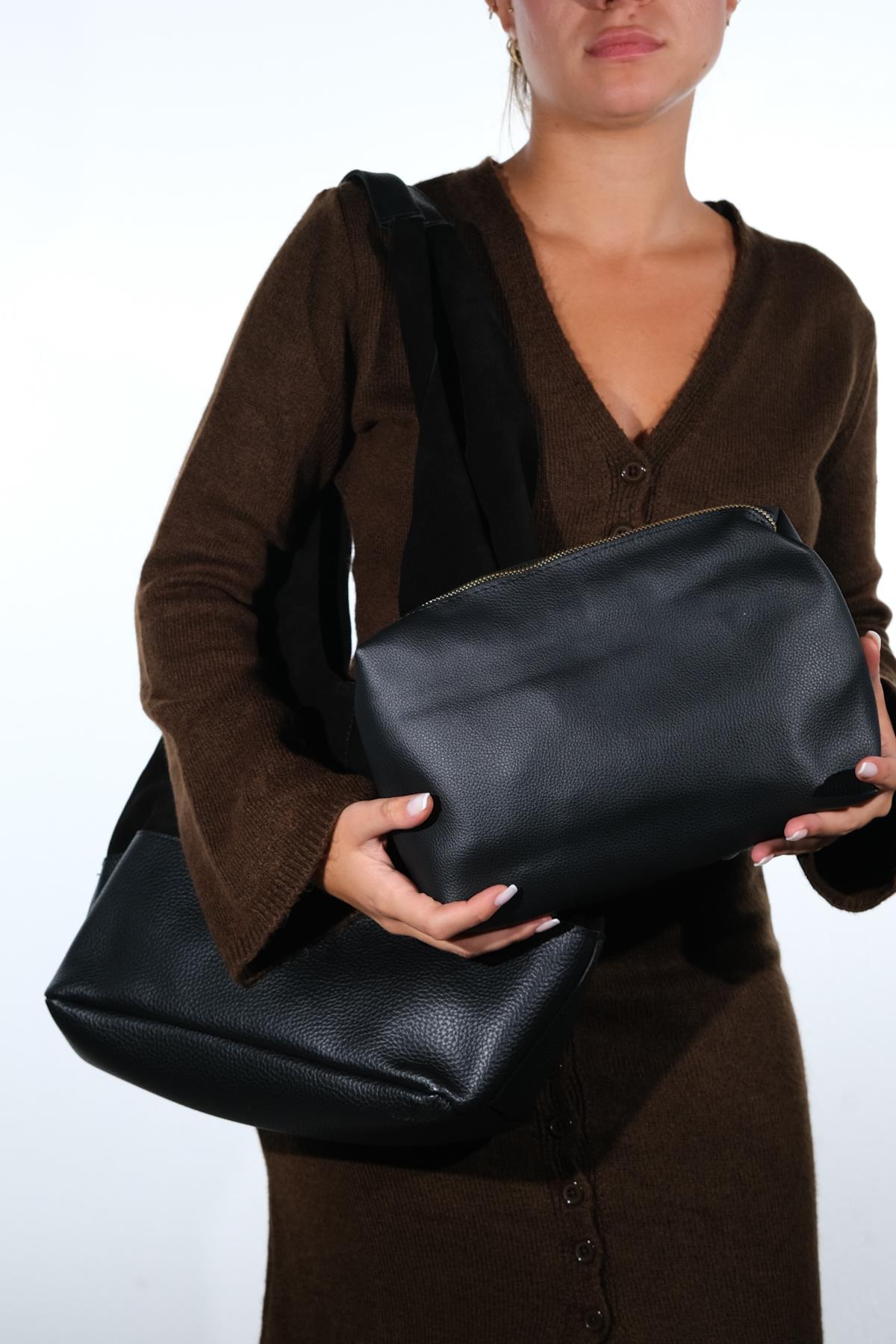 Avos - Black Suede Leather Shoulder Bag (Women)