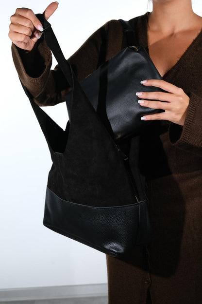 Avos - Black Suede Leather Shoulder Bag (Women)