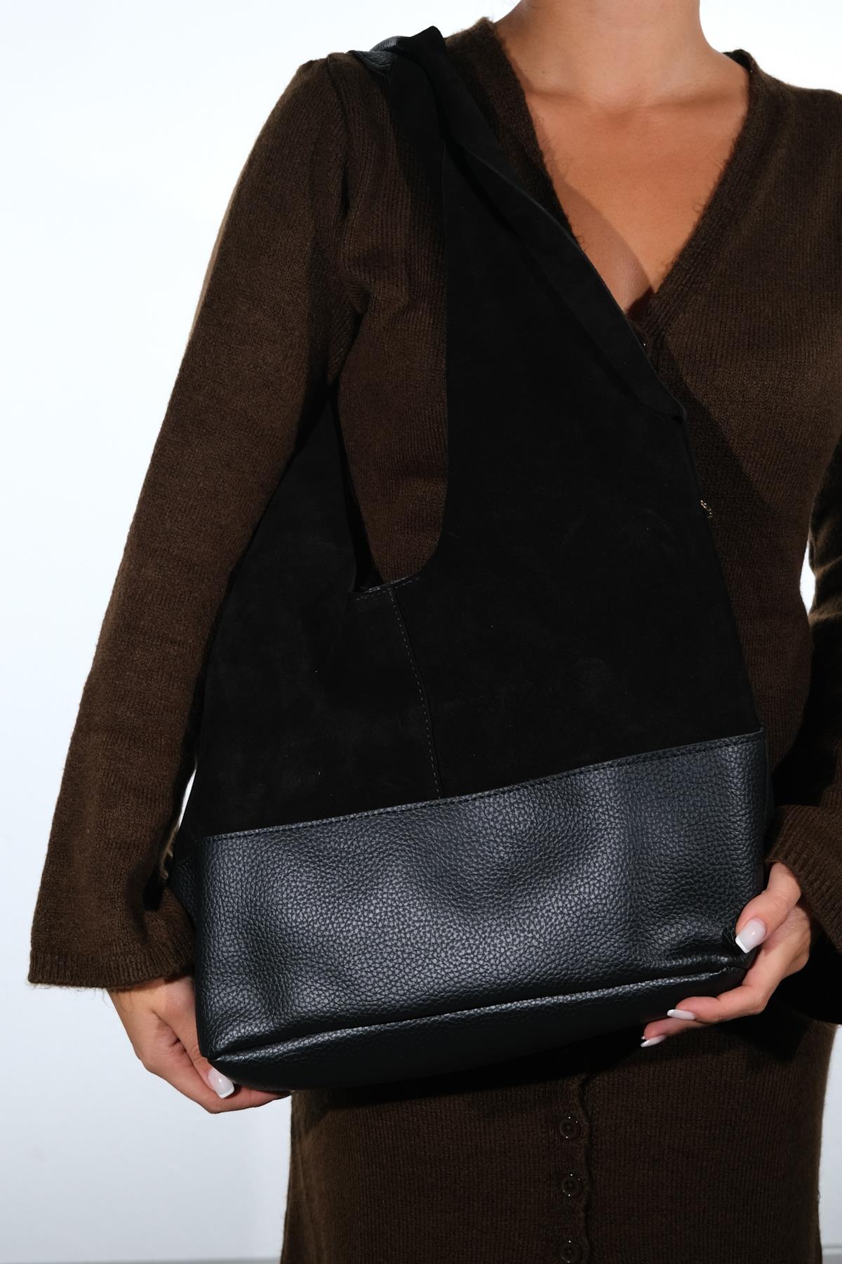 Avos - Black Suede Leather Shoulder Bag (Women)