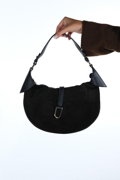 Bexley - Bolso de hombro de cuero de gamuza negro (Mujer)