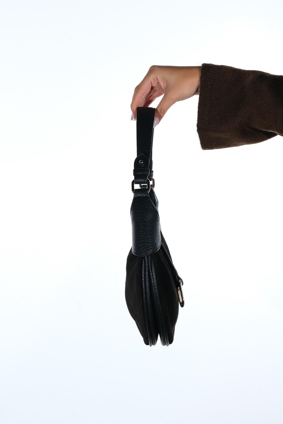 Bexley - Bolso de hombro de cuero de gamuza negro (Mujer)