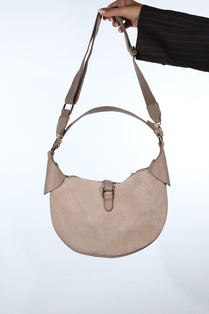 Bexley - Bolso de hombro de cuero de gamuza color topo (mujer)