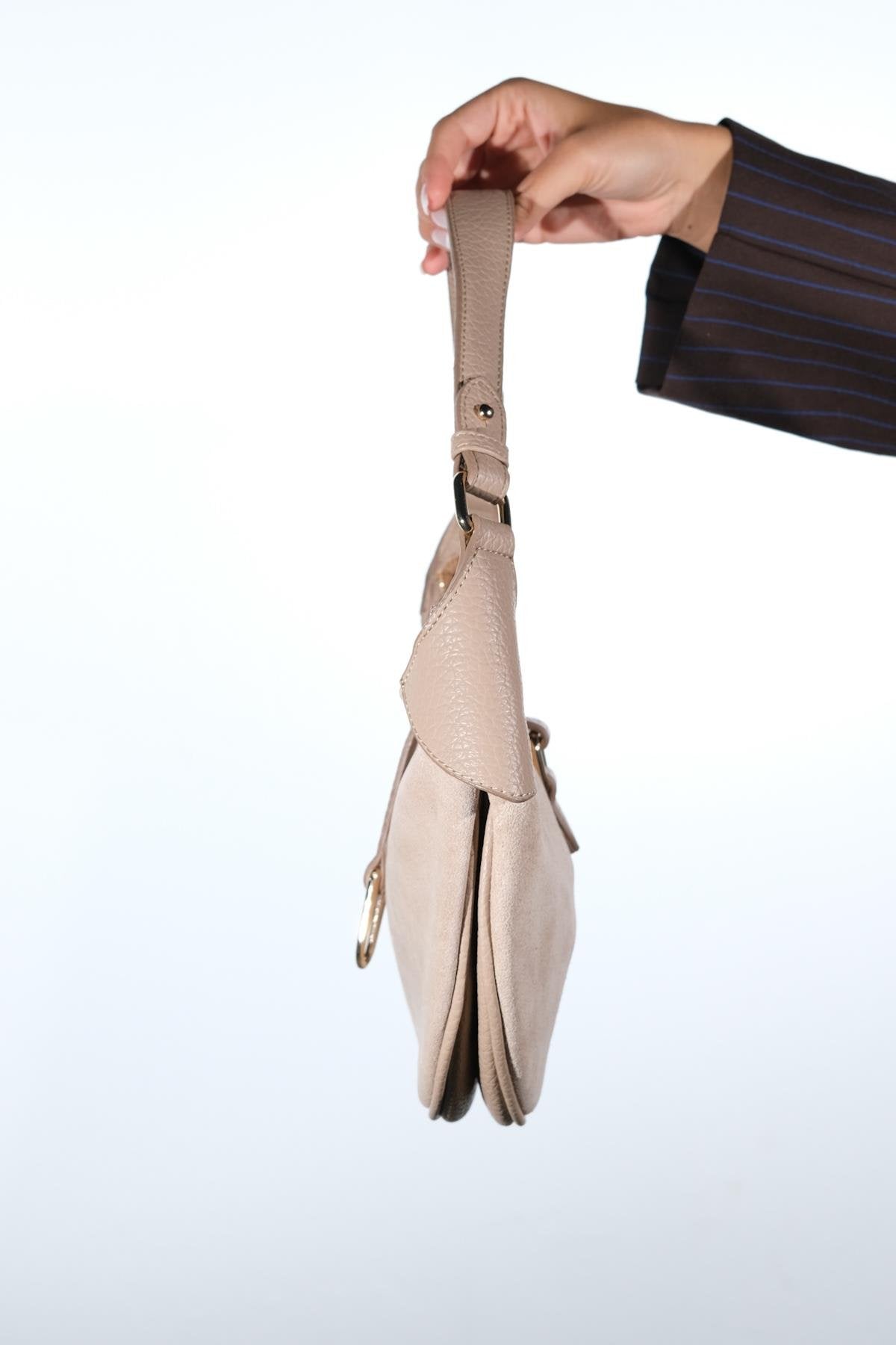 Bexley - Bolso de hombro de cuero de gamuza color topo (mujer)