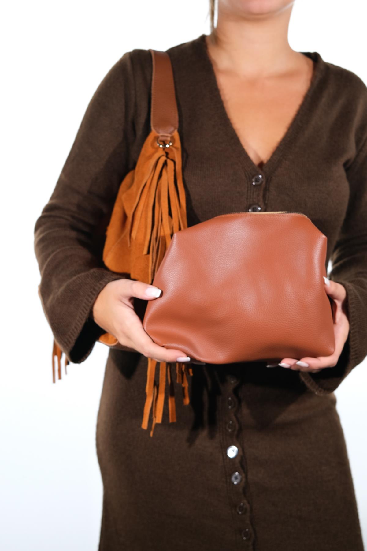 VALS - Bolso de hombro de ante color camel (Mujer)