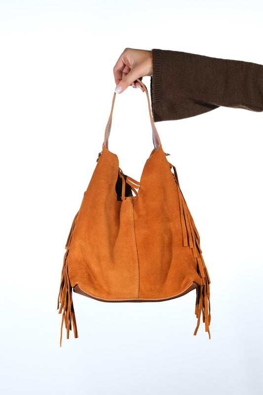 VALS - Bolso de hombro de ante color camel (Mujer)