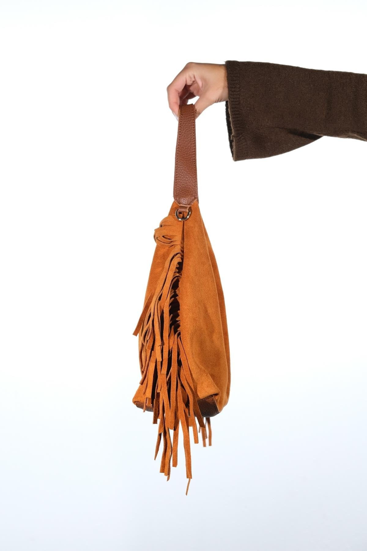VALS - Bolso de hombro de ante color camel (Mujer)