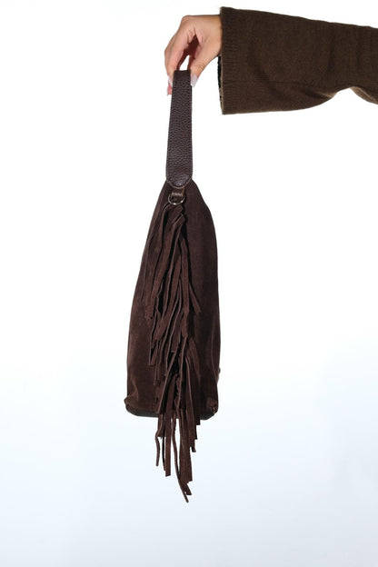 VALS - Cognac Suede Leather Shoulder Bag (Women)