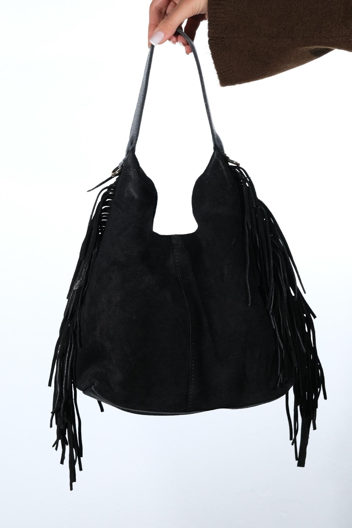 VALS - Black Suede Leather Shoulder Bag (Women)