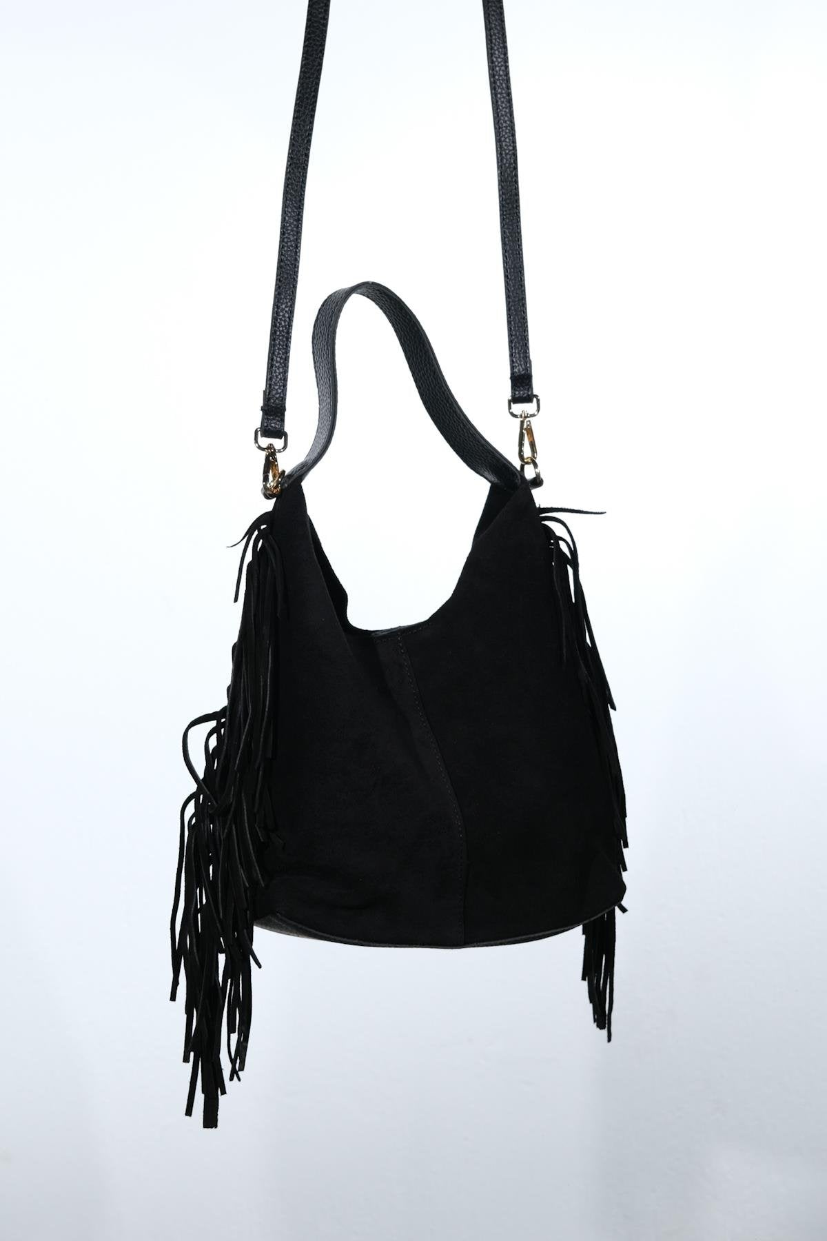 VALS - Black Suede Leather Shoulder Bag (Women)