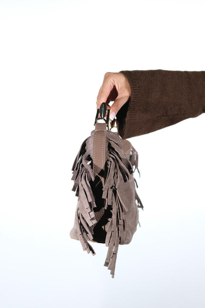 ASTREN - Bolso de hombro de piel de ante color topo (mujer)
