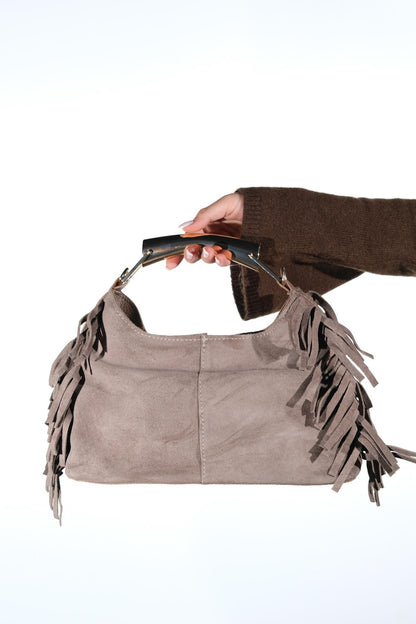 ASTREN - Bolso de hombro de piel de ante color topo (mujer)