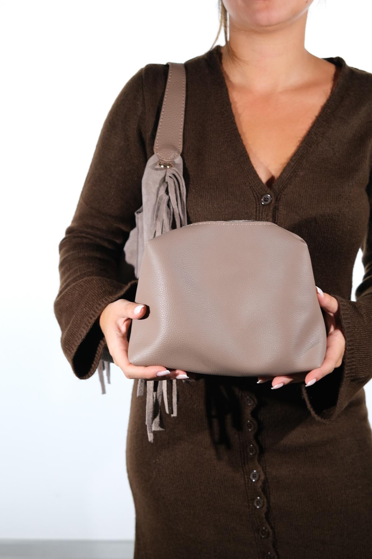 VALS - Bolso de hombro de ante color visón (Mujer)