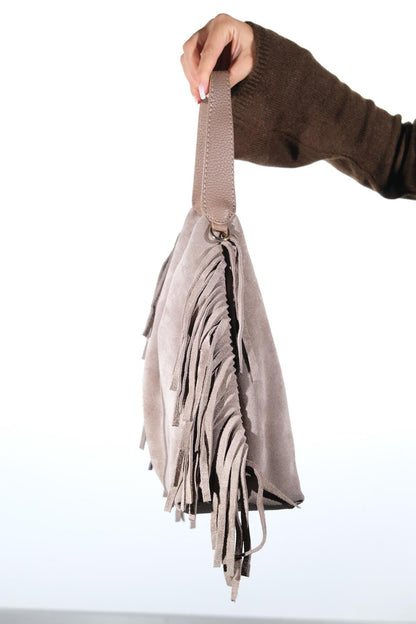 VALS - Bolso de hombro de ante color visón (Mujer)
