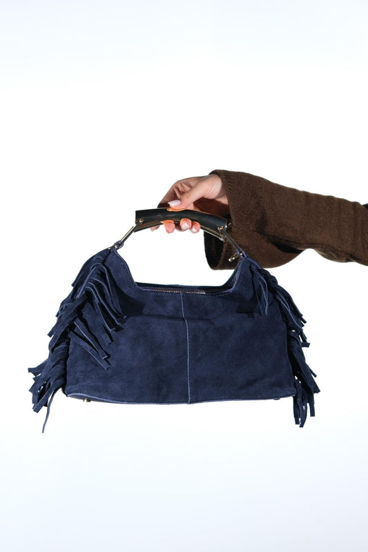 ASTREN - Bolso de hombro de ante azul marino (mujer)