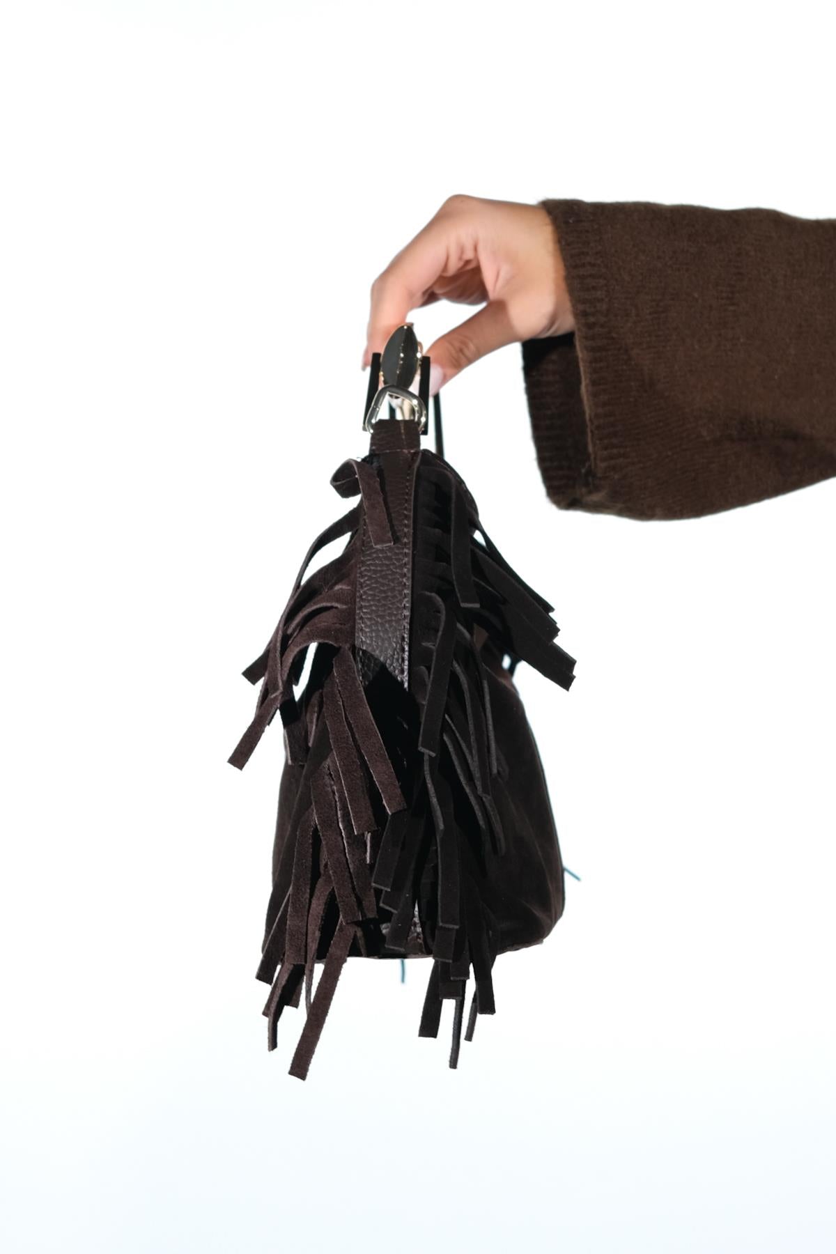 ASTREN - Bolso de hombro de ante marrón (Mujer)