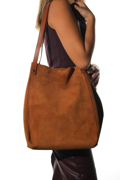 Alfred - Bolso de Hombro de Piel de Ante Color Coñac (Mujer)