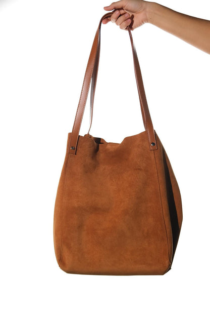 Alfred - Bolso de Hombro de Piel de Ante Color Coñac (Mujer)