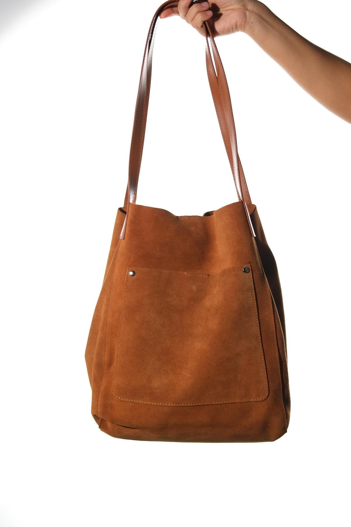 Alfred - Bolso de Hombro de Piel de Ante Color Coñac (Mujer)