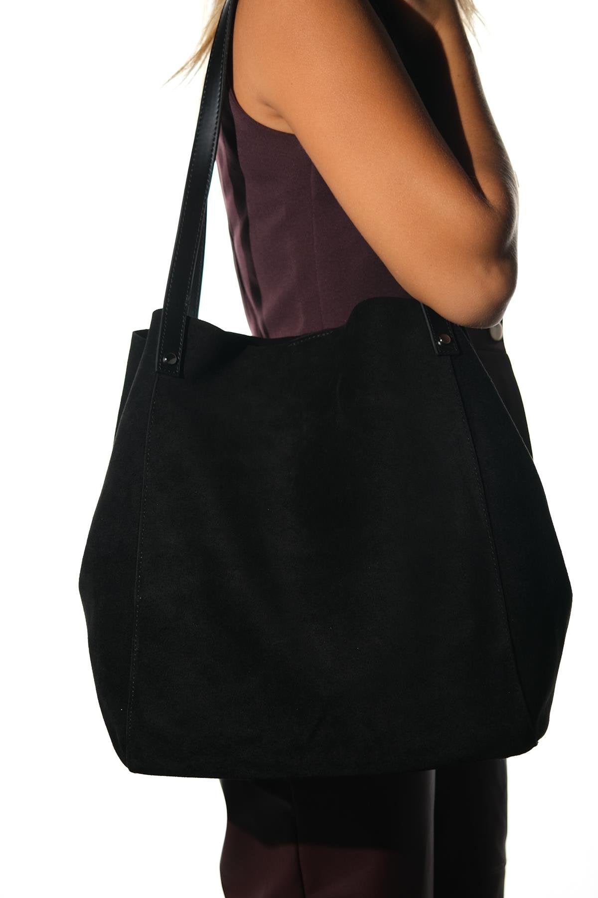 Alfred - Bolso de Hombro de Ante Negro (Mujer)