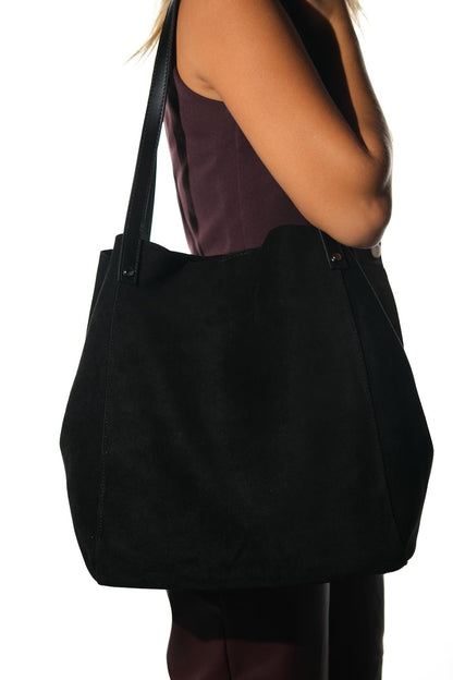 Alfred - Bolso de Hombro de Ante Negro (Mujer)