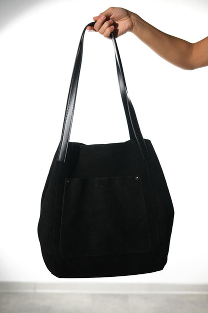 Alfred - Bolso de Hombro de Ante Negro (Mujer)