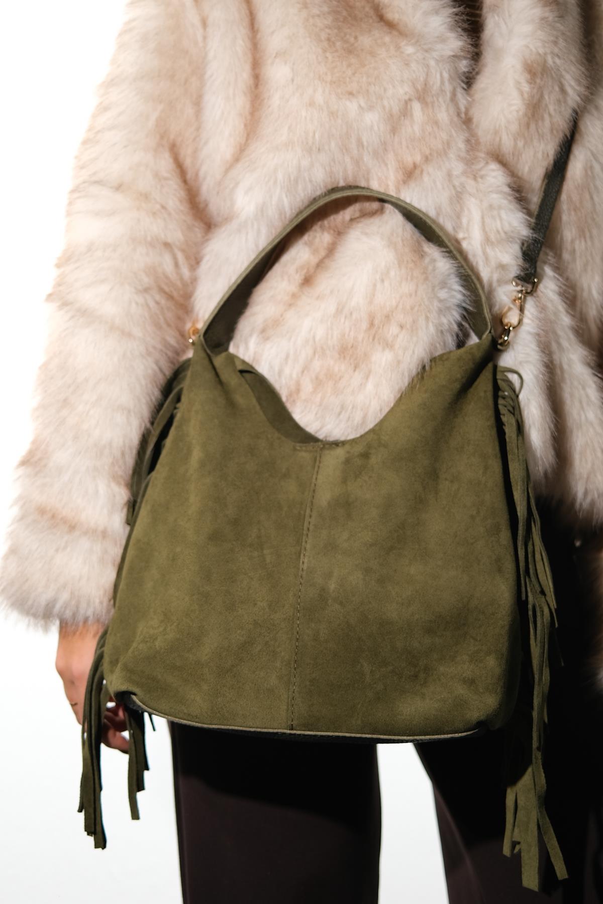 VALS - Bolso de hombro de ante verde (Mujer)