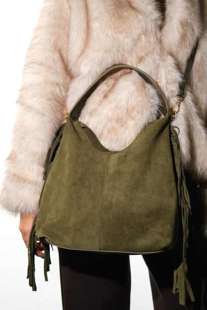 VALS - Bolso de hombro de ante verde (Mujer)