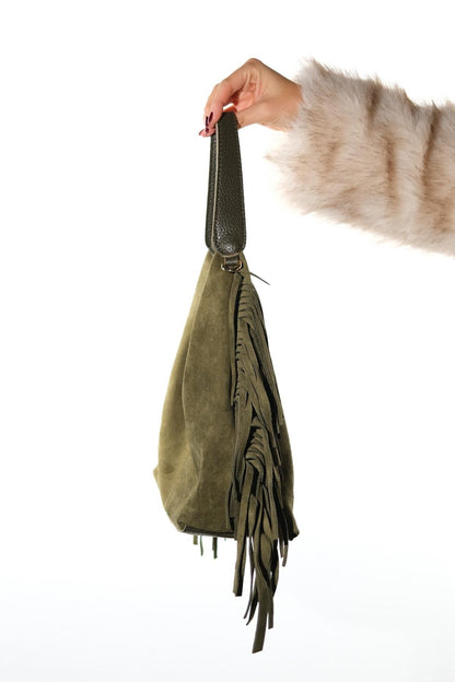 VALS - Bolso de hombro de ante verde (Mujer)