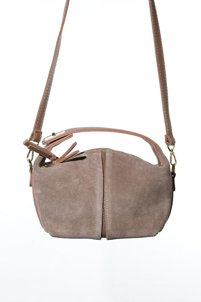 ISLAND - Bolso de hombro de ante color visón (mujer)