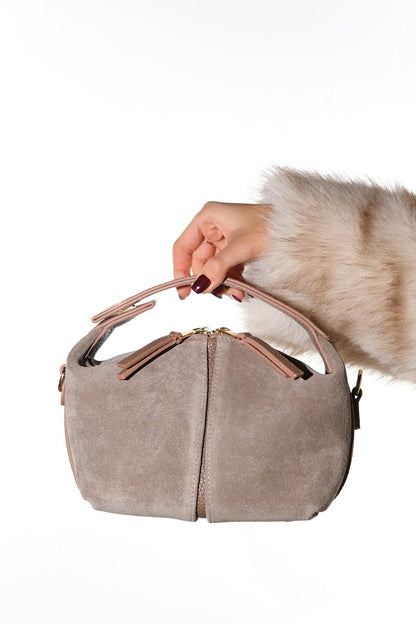 ISLAND - Bolso de hombro de ante color visón (mujer)