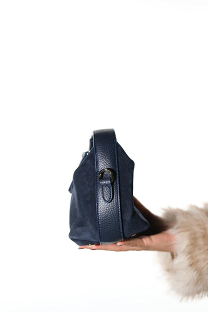 ISLAND - Bolso de hombro de cuero de ante azul marino (Mujer)
