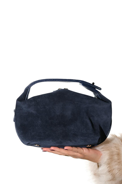 ISLAND - Bolso de hombro de cuero de ante azul marino (Mujer)