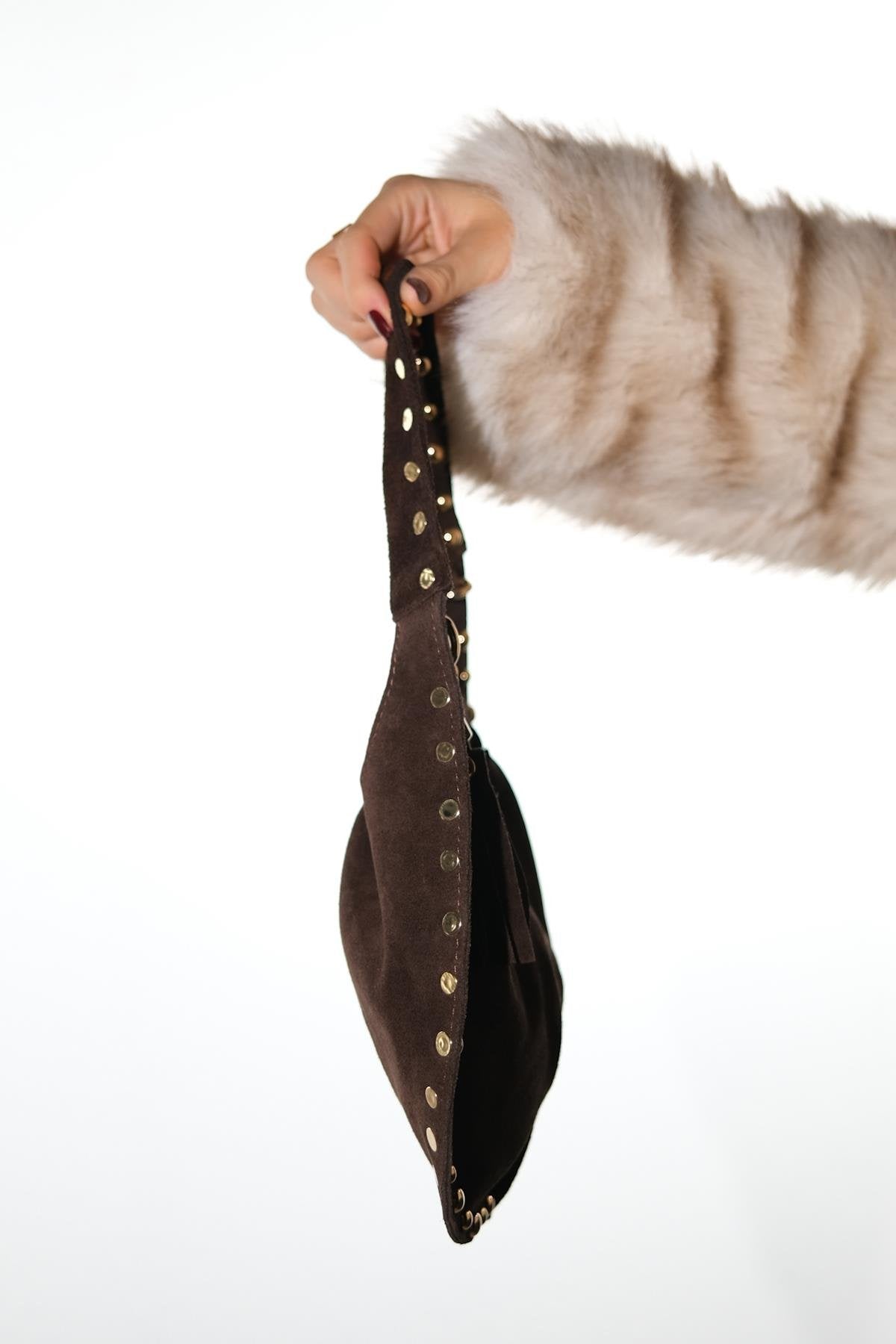 ANTINO - Bolso de Hombro de Cuero de Ante Coñac (Mujer)