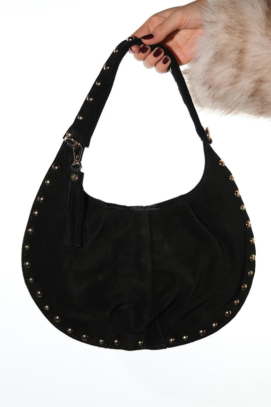 ANTINO - Bolso de hombro de cuero de gamuza negro (Mujer)