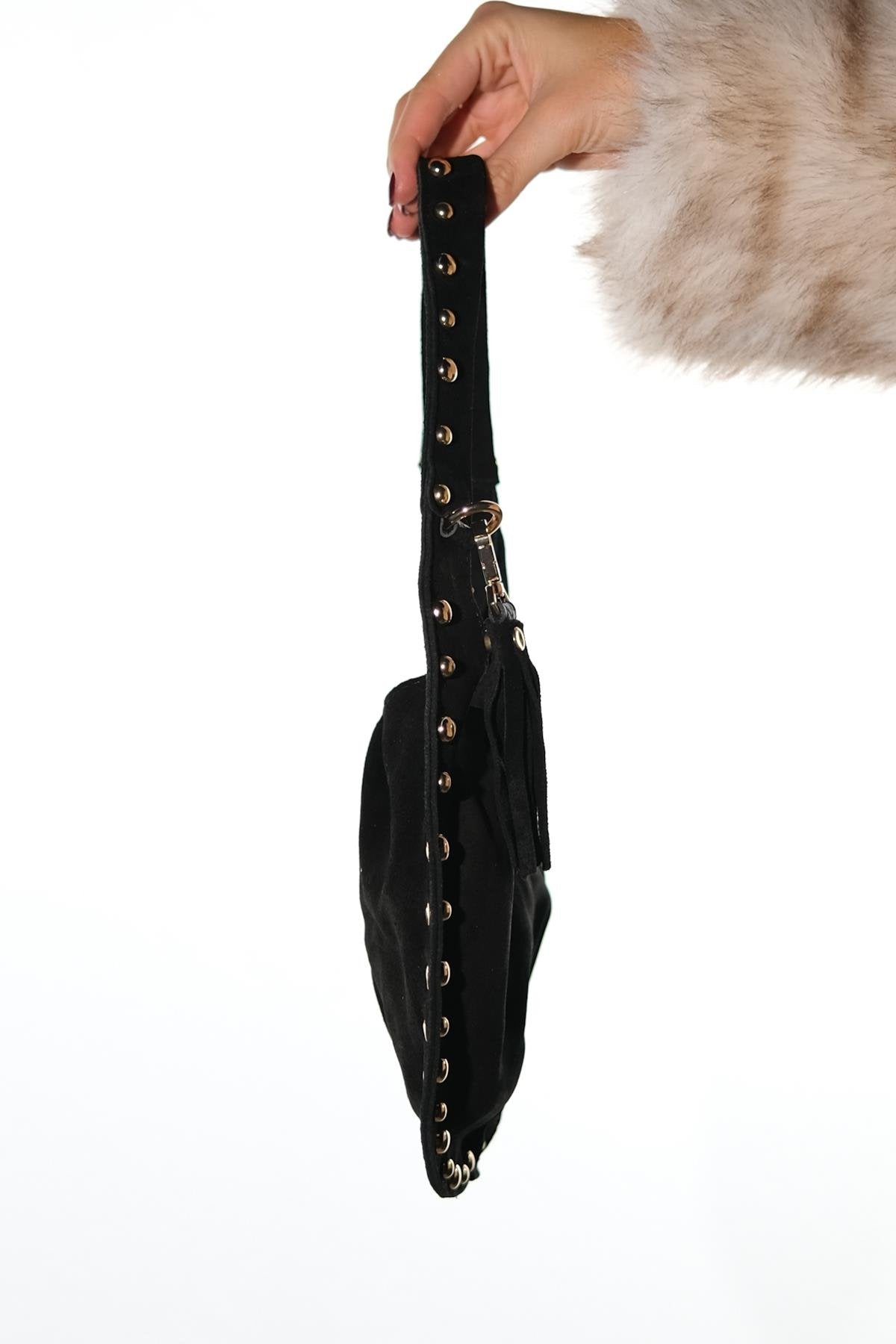 ANTINO - Bolso de hombro de cuero de gamuza negro (Mujer)